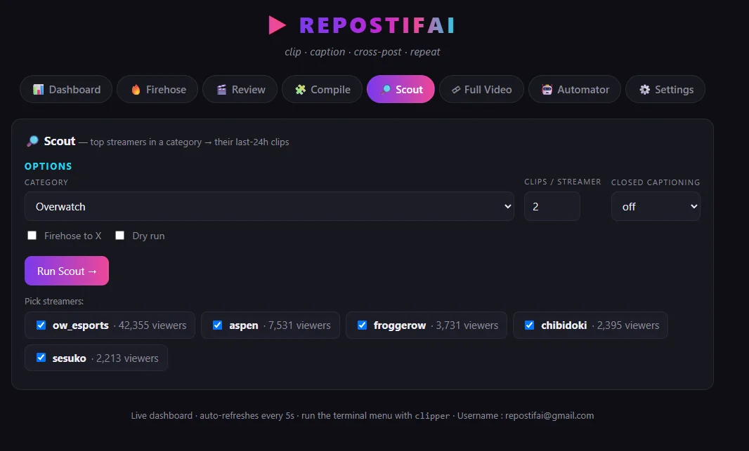 Find clips worth reposting